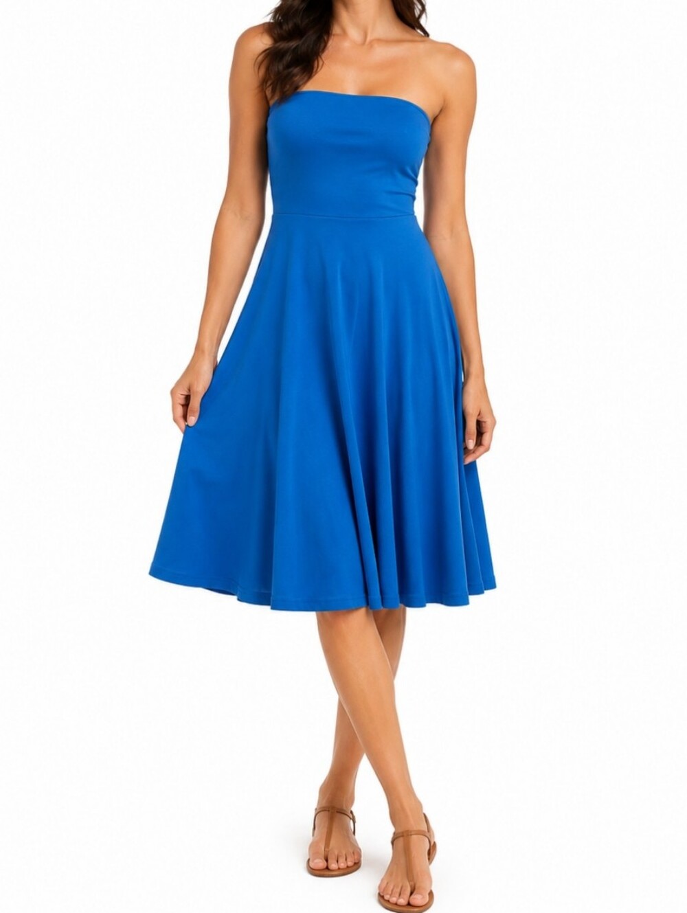 Vintage Y2K Victoria's Secret Small Strapless Summer Sundress Solid Blue Beachy